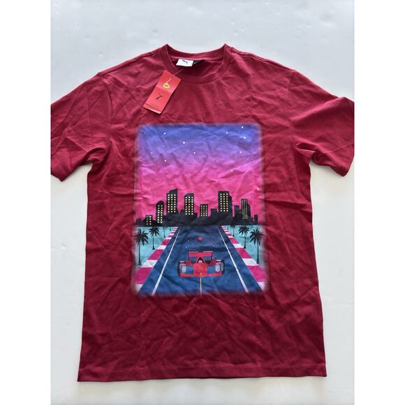 Puma x Scuderia Ferrari Miami Limited Edition Graphic Tee II Small Dark Crimnson - Picture 1 of 5